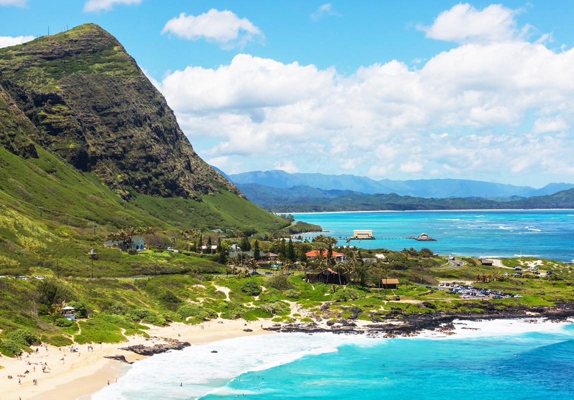 A mountainous coast of O'ahu Hawaii.