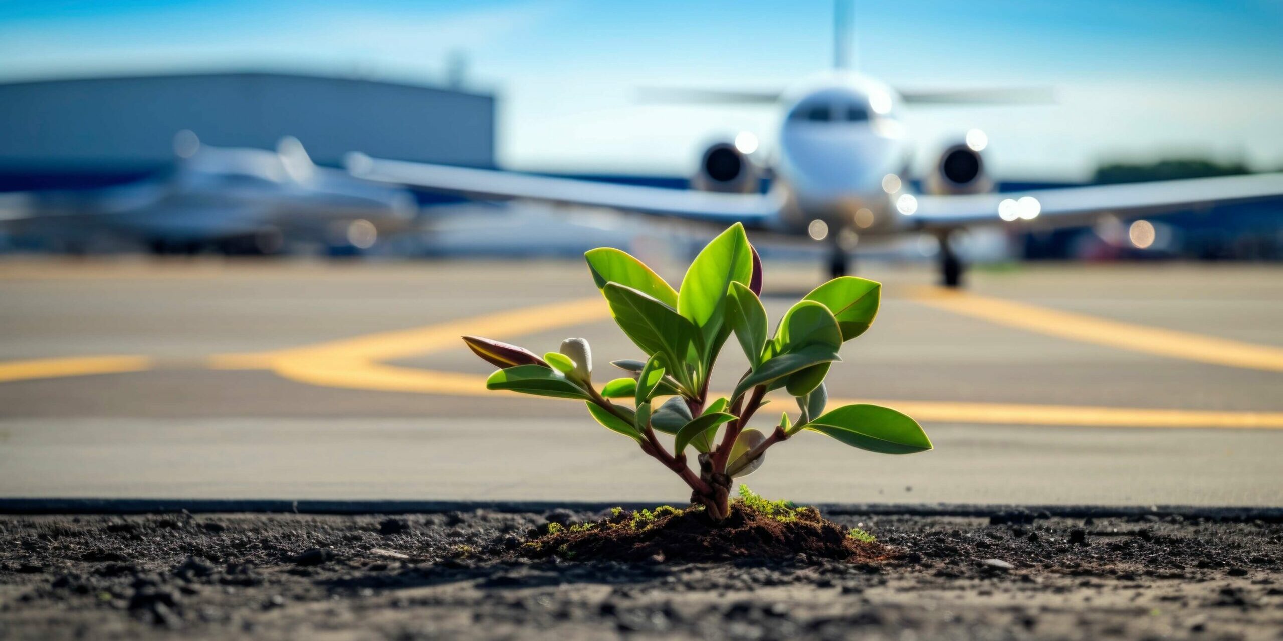 Plant In Front Of Private Jet